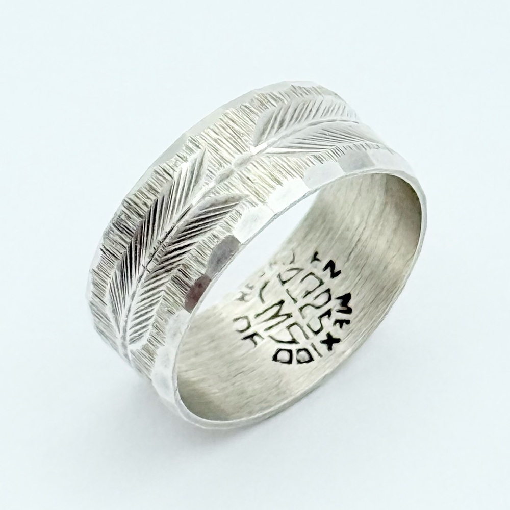 Vintage Sterling Silver Etched Band Ring - Mexico 925 MS Engraved Arrow Design